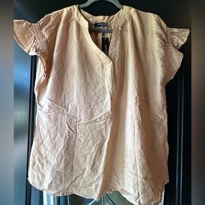 Size 2X Angela Plus Women's Blouse in Tan color
